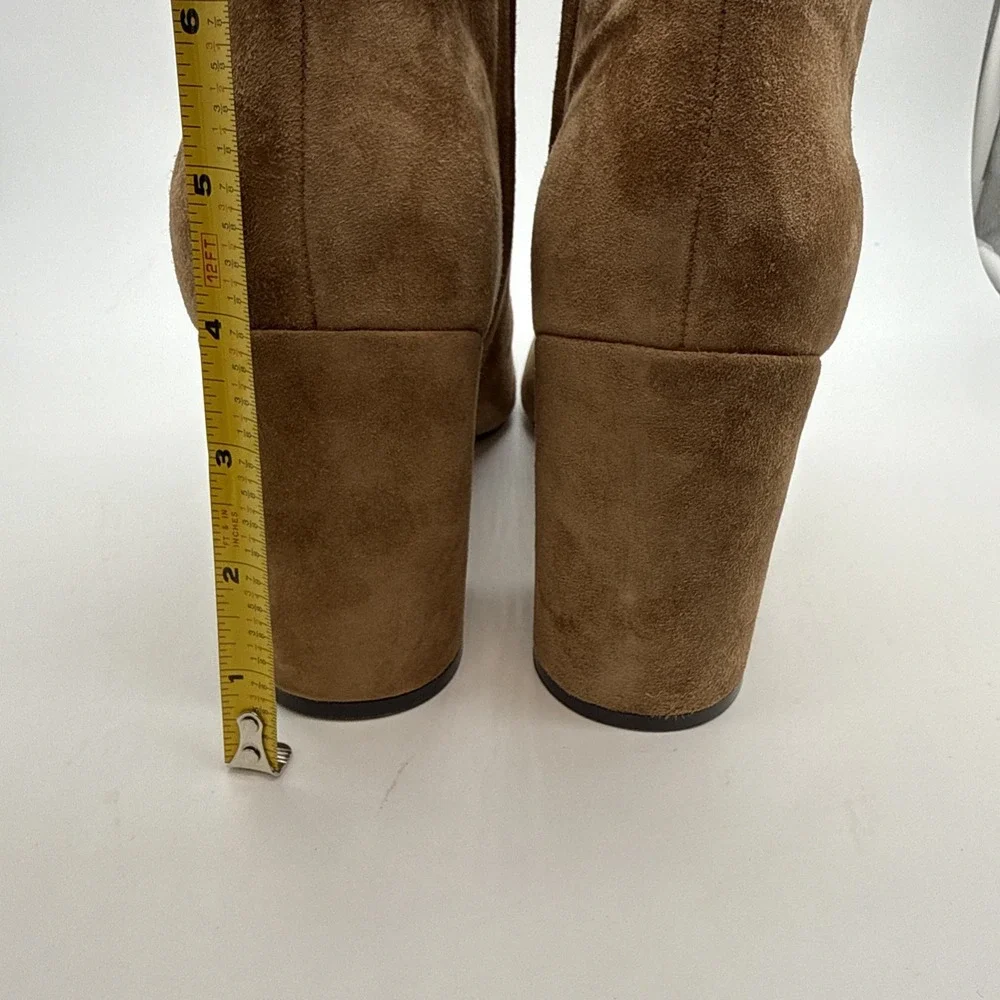 Nine West Wynast Tan Suede Ankle Boot Woman's SZ 8.5M Side Zip Block 4